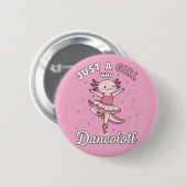 Tanzen rosa Axolotl im Ballett Tutu Button (Vorne & Hinten)