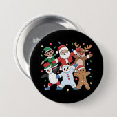 Tanzen Santa Elf und Freunde Button (Vorne & Hinten)