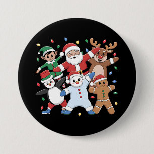 Tanzen Santa Elf und Freunde Button