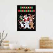 Tanzen Santa Elf und Freunde Urlaub Poster (Küche)