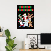 Tanzen Santa Elf und Freunde Urlaub Poster (Heimbüro)
