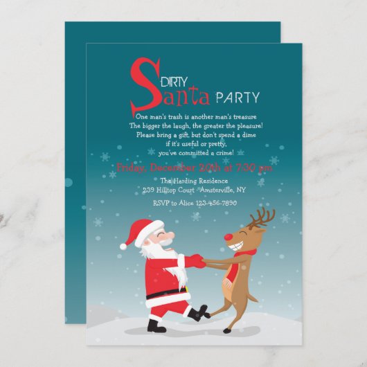 Tanzen Santa Party Einladung (Vorne/Hinten)