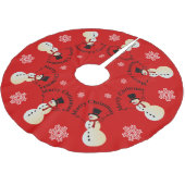 Tanzen-Schneemänner Polyester Weihnachtsbaumdecke (Schrägansicht)