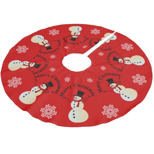 Tanzen-Schneemänner Polyester Weihnachtsbaumdecke (Schrägansicht)