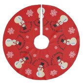 Tanzen-Schneemänner Polyester Weihnachtsbaumdecke (Vorderseite)