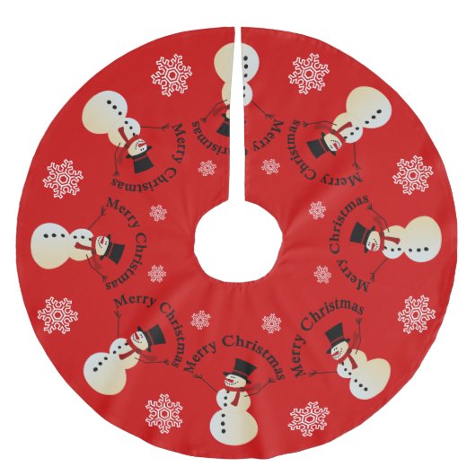 Tanzen-Schneemänner Polyester Weihnachtsbaumdecke (Vorderseite)