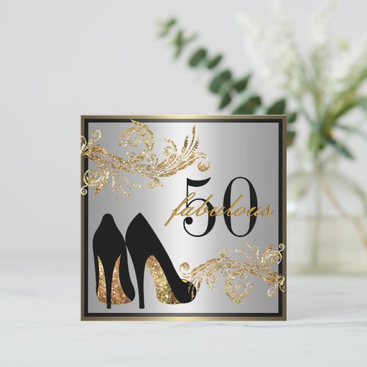 Tanzen-Schuhe - fabelhafte 50. Einladung (Stehend Vorderseite)