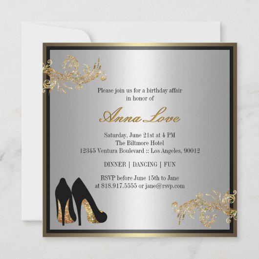 Tanzen-Schuhe - fabelhafte 50. Einladung (Rückseite)