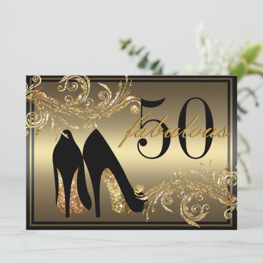 Tanzen-Schuhe - fabelhafte 50. Einladung (Stehend Vorderseite)