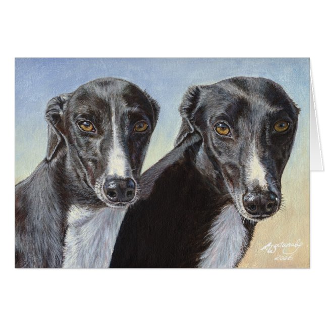 Tanzen-Schwester-Windhund Whippet Hundemalerei (Vorderseite (Horizontal))