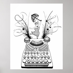 Tanzen Sie Ihre eigene Musik Happy Bull Terrier Poster