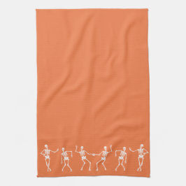 Tanzen-Skeleton Geschirrtuch (orange)