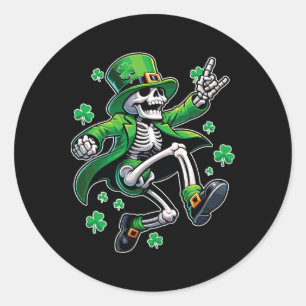 Tanzen Skeleton Leprechaun St. Patrick's Day Runder Aufkleber