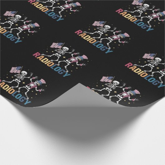 Tanzen Skeleton Radiologie Röntgen Tech Patriotic Geschenkpapier (Ecke)