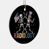 Tanzen Skeleton Radiologie Röntgen Tech Patriotic Keramik Ornament (Rechts)