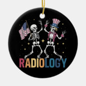 Tanzen Skeleton Radiologie Röntgen Tech Patriotic Keramik Ornament (Vorne)
