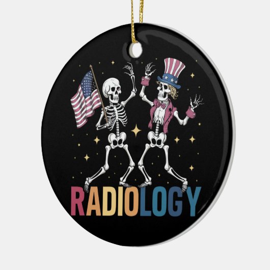 Tanzen Skeleton Radiologie Röntgen Tech Patriotic Keramik Ornament (Links)