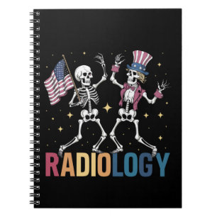 Tanzen Skeleton Radiologie Röntgen Tech Patriotic Notizblock