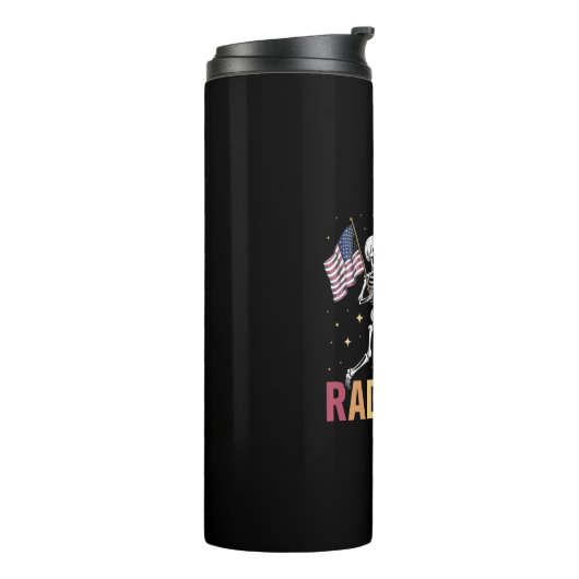 Tanzen Skeleton Radiologie Röntgen Tech Patriotic Thermosbecher (Nach links gedreht)