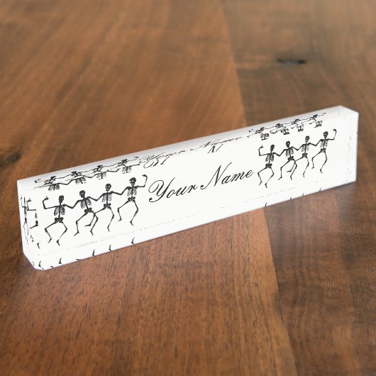 Tanzen-Skelette Halloween Thunder_Cove Namensplakette (Seite)