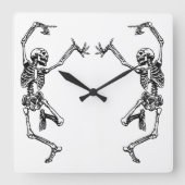 Tanzen-Skelette v2 Quadratische Wanduhr (Vorderseite)