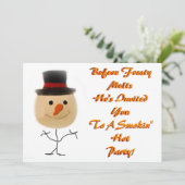 Tanzen Snowman Weihnachts-Einladung Einladung (Stehend Vorderseite)