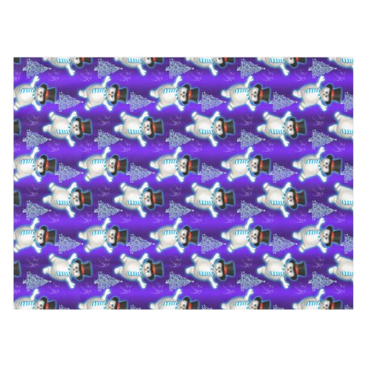 Tanzen Snowmen Blauer Weihnachten Tischdecke (Vorderseite (Horizontal))