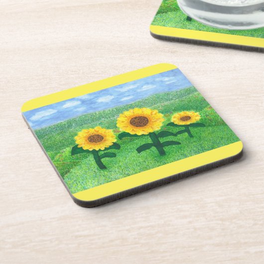 Tanzen-Sonnenblume-Untersetzer-Set Getränkeuntersetzer (Linke Seite)