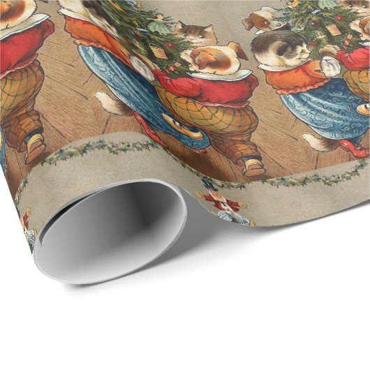 Tanzen um den Weihnachtsbaum Geschenkpapier (Rolleneckpunkt)