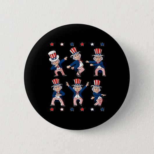 Tanzen Uncle Sam 4. Juli Jungs Kinder Patriotic Button (Vorderseite)