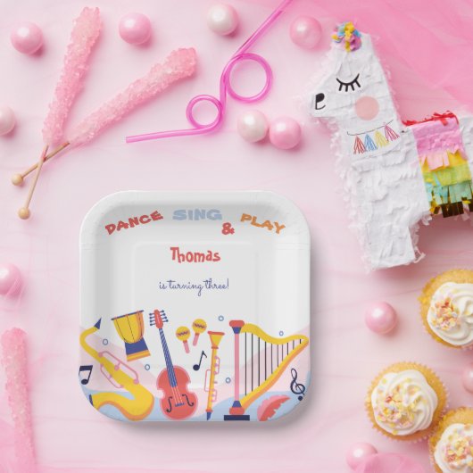 Tanzen und Kindergeburtstag Pappteller (Party)