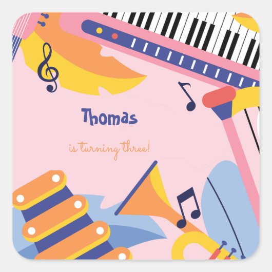 Tanzen und Kindergeburtstag Quadratischer Aufkleber (Vorderseite)