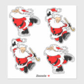 Tanzen und Skaten Santas Sticker (Blatt)