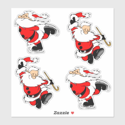 Tanzen und Skaten Santas Sticker (Blatt)