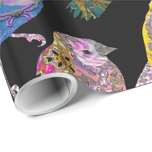 Tanzen-Vögel an Ritter Muster glatt Geschenkpapier (Rolleneckpunkt)