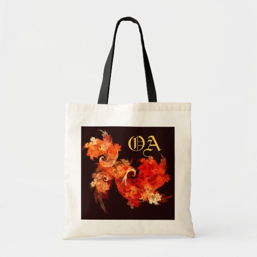 Tanzen von Feuervögeln Abstrakt Art Monogram Bag Tragetasche (Vorne)
