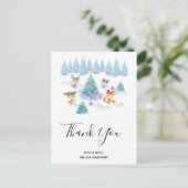 Tanzen Weihnachtswaldtiere Vielen Dank Postkarte (Stehend Vorderseite)