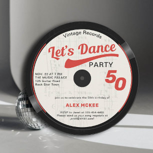 Tanzen wir Vintagen Groovy Record 50 Geburtstag Einladung