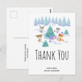 Tanzen Woodland Animals Wasserfarbe Vielen Dank Postkarte (Vorne/Hinten)