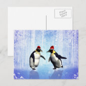 Tanzen zu Weihnachten, lustiger Pinguin Feiertagspostkarte (Vorne/Hinten)