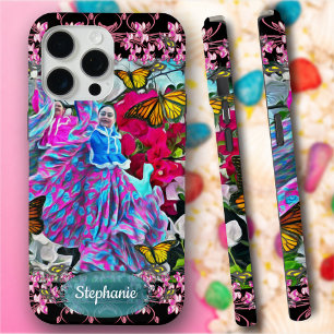 Tanzend mit Blumen und Schmetterlingen PV01 iPhone 15 Pro Max Hülle