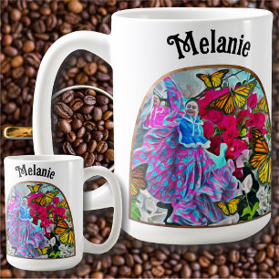 Tanzend mit Blumen und Schmetterlingen PV01 Kaffeetasse