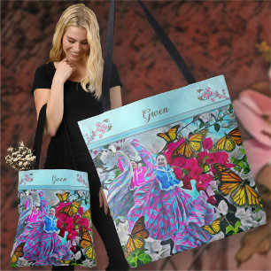 Tanzend mit Blumen und Schmetterlingen PV01 Tasche