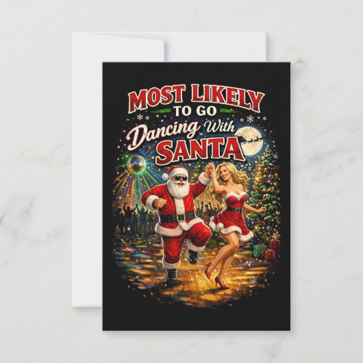 Tanzend mit dem Weihnachtsmann Dankeskarte (Vorderseite)