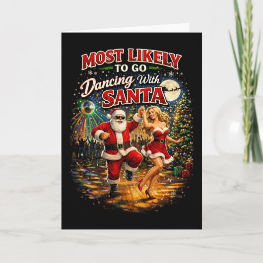 Tanzend mit Santa Feiertagskarte (Vorderseite)