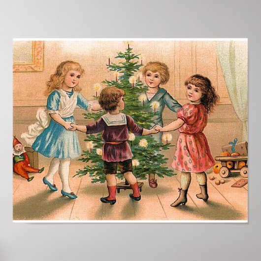 Tanzend um den Weihnachtsbaum Poster (Vorne)