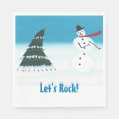 Tanzend Weihnachtsbaum Snowman Let's Rock Napkins Serviette (Vorderseite)