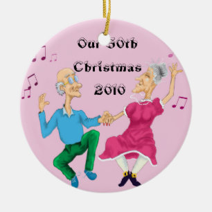 Tanzende alte Leute gefärbt, unser 50. Keramik Ornament