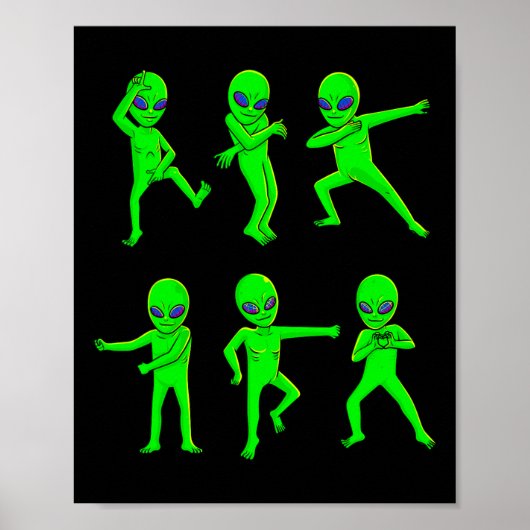 Tanzende Außerirdischen Halloween Green Alien Danc Poster (Vorne)