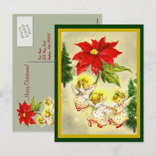 Tanzende Baby Engel Vintage-Postkarte Feiertagspostkarte